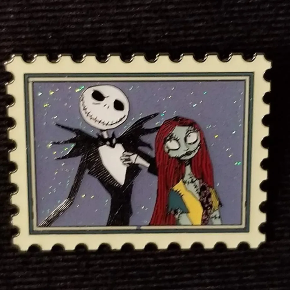 Disney CHASER Pin NBC Stamp Nightmare Before Christmas Jack Sally Glitter Chase